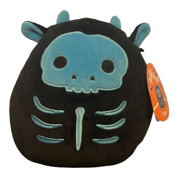 NWT Squishmallows TEGAN THE SKELETON Black Cow Halloween 2022 8" Plush